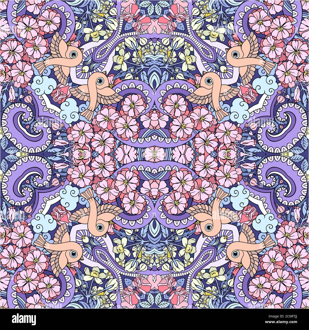 Vector abstract nature hand drawn seamless pattern Stock Vector Image ...