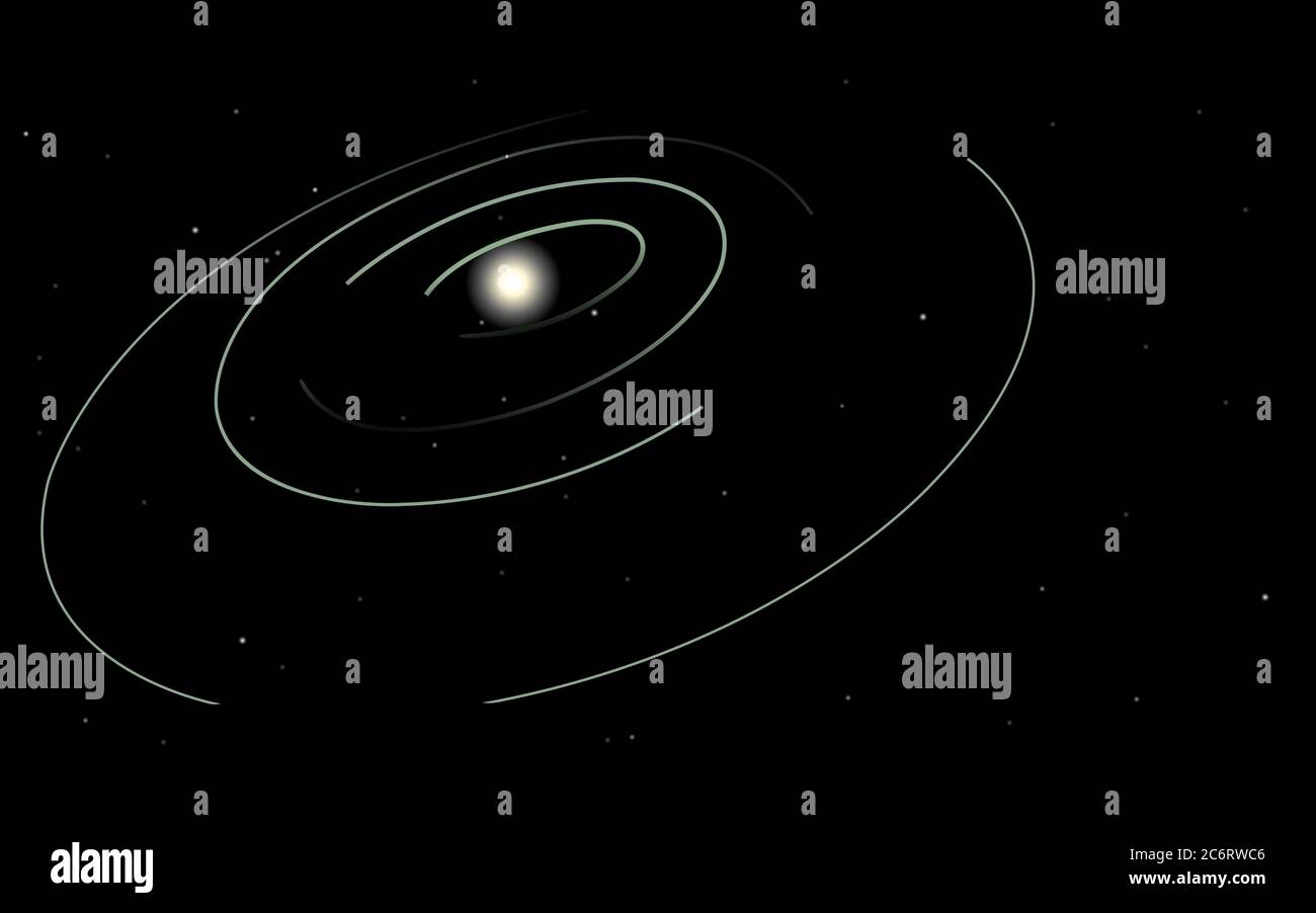Space galaxy lines. Point orbit of stars. vector illustration. Stock Photo