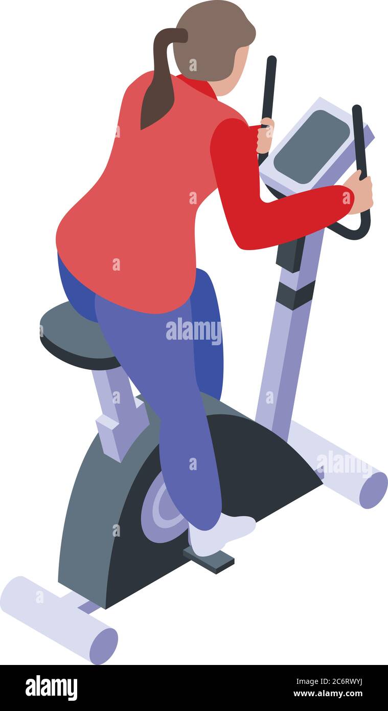 Exercise bike icon, isometric style Stock Vector