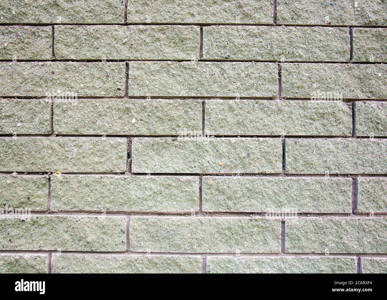 Textured light green printed brick wall in natural light Stock Photo ...