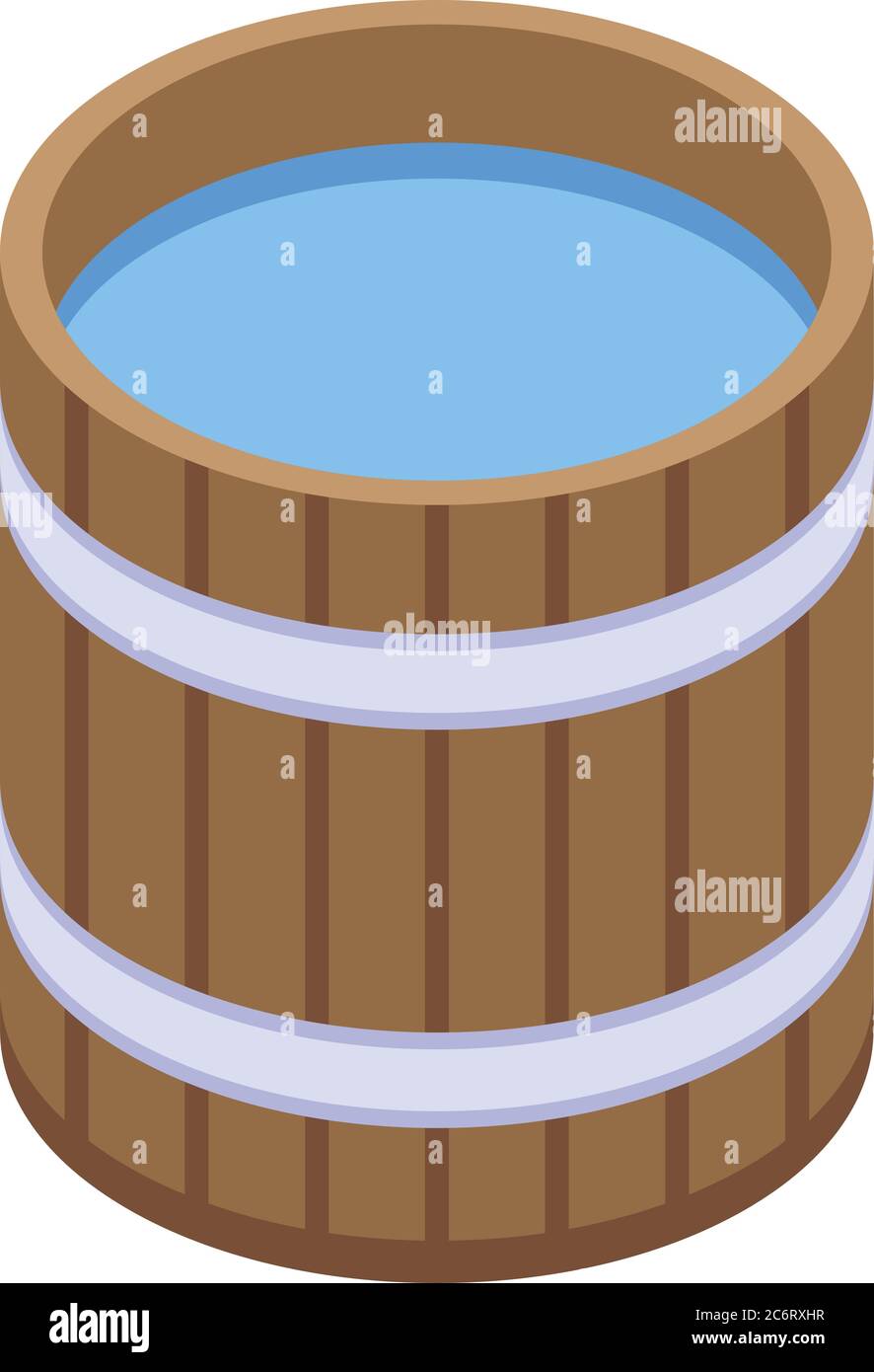 Sauna water bucket icon, isometric style Stock Vector