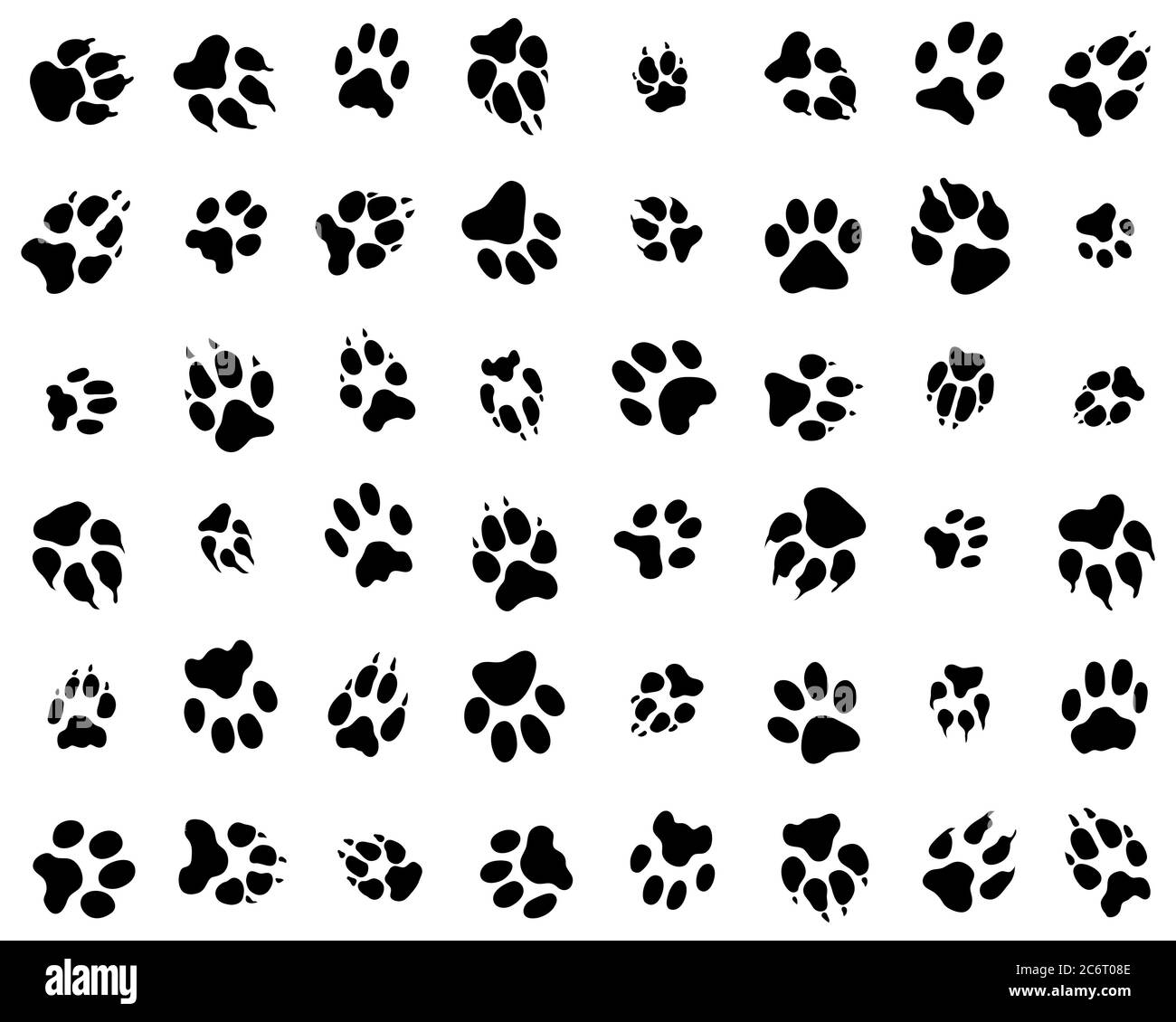 Seamless pattern of print of dogs paws on a white background Stock ...