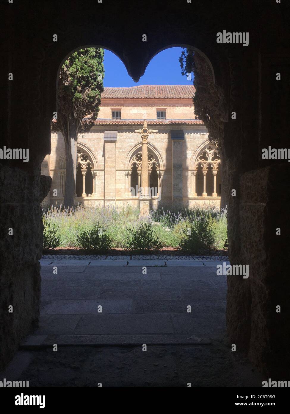 cloister of the cathedral of Ciudad Rodrigo in late Romanesque style Stock Photo