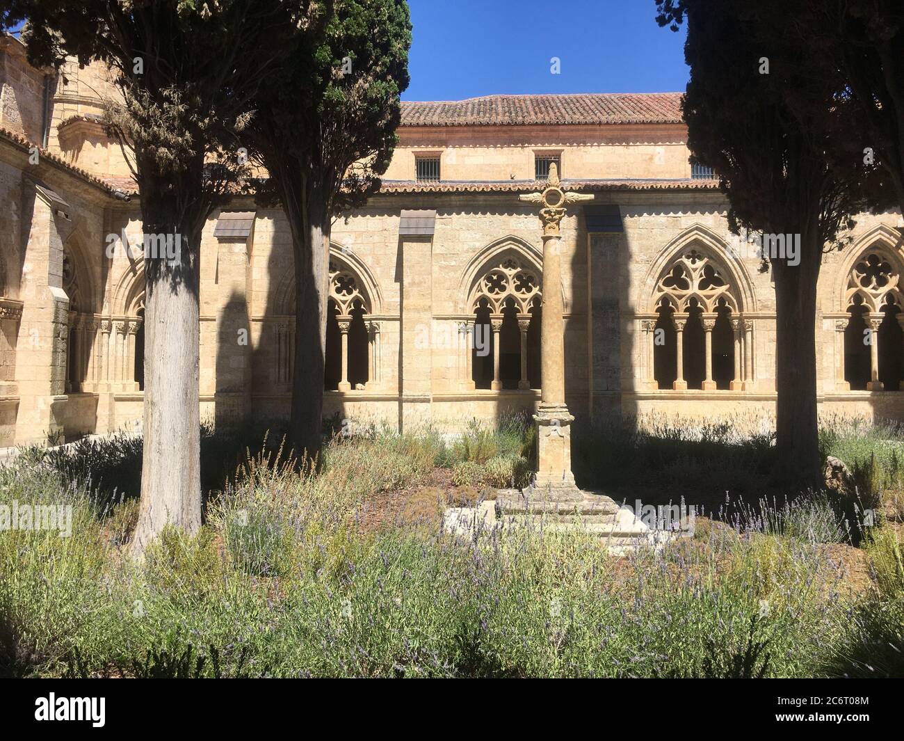 cloister of the cathedral of Ciudad Rodrigo in late Romanesque style Stock Photo