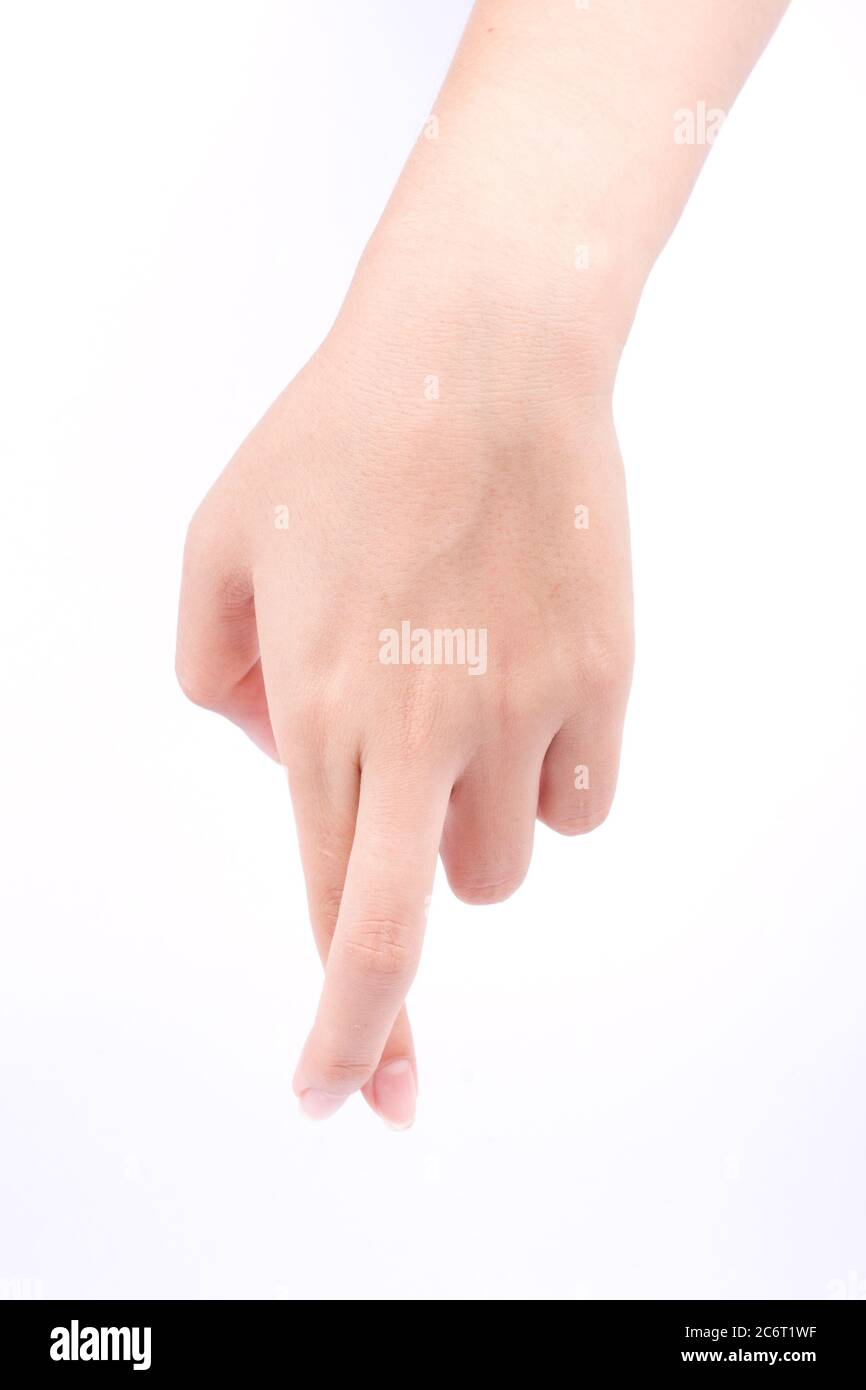 finger hand symbols isolated concept Cross and lie conceptual on white background Stock Photo
