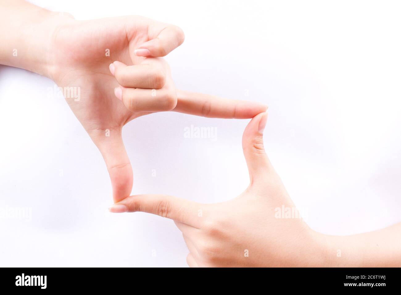 finger hand symbols concept framing composition for taking a photo Viewfinder isolated on white background Stock Photo