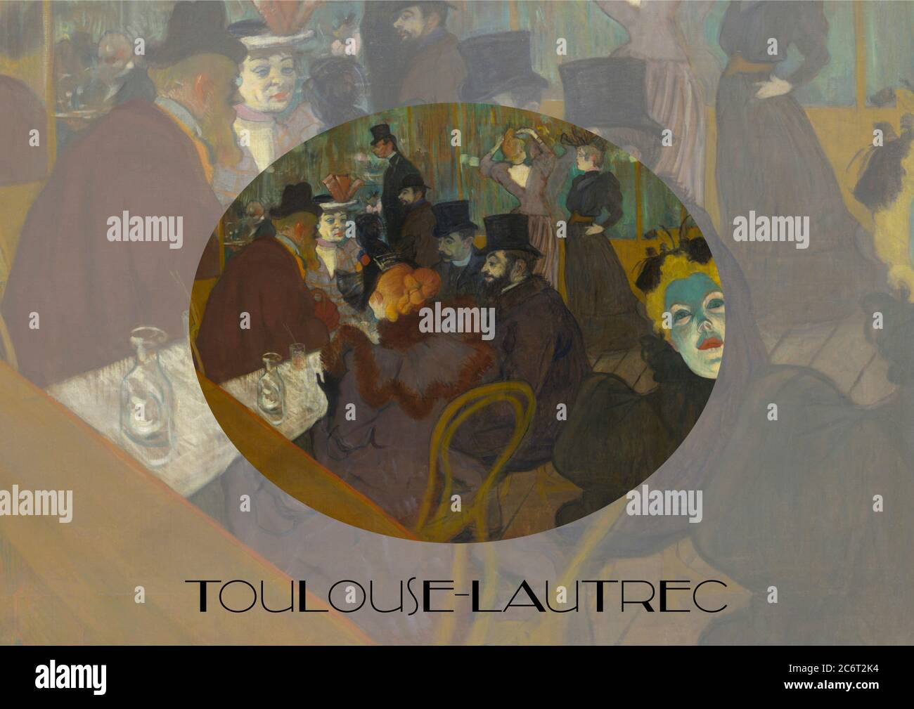Toulouse Lautrec inspired poster art - At the Moulin Rouge Stock Photo