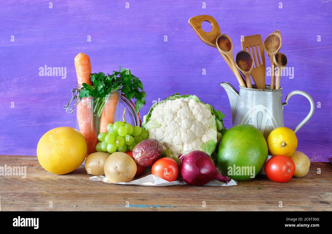 Low carb, lowcarbohydrate diet with various vegetables and fruit