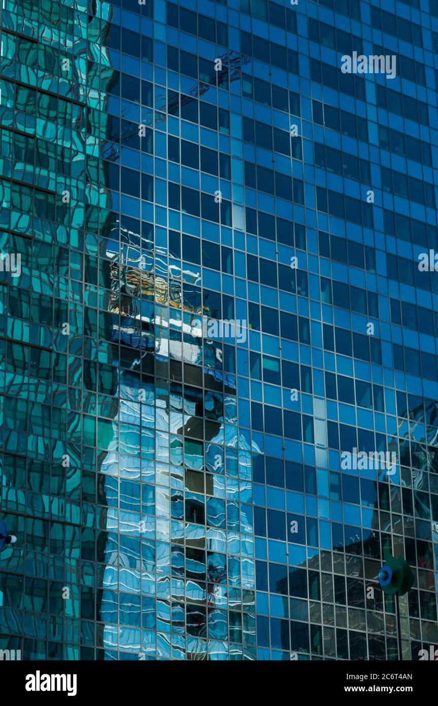 Abstract reflection in the facade of a modern skyscrapers in France Stock Photo