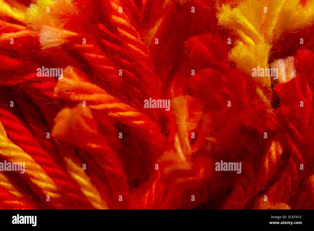 Macro photograph of red and yellow wool Stock Photo