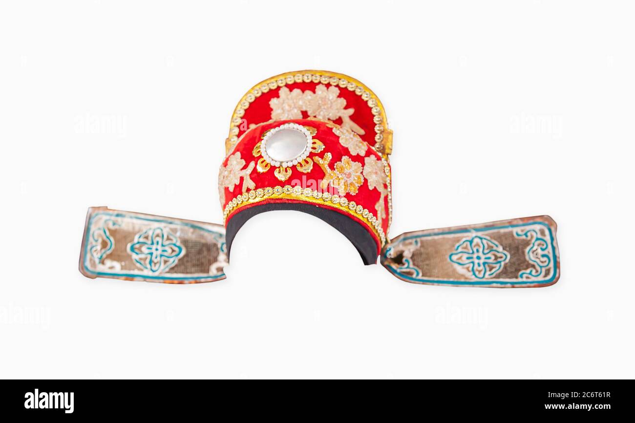 Chinese opera hat, ancient chinese clothing, isolated on white background with clipping path. Stock Photo