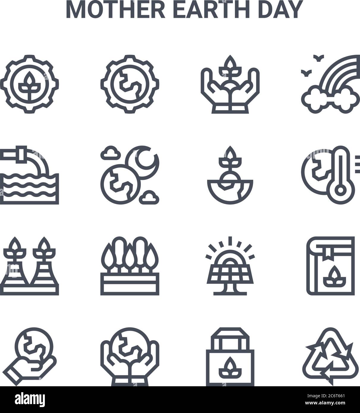 set of 16 mother earth day concept vector line icons. 64x64 thin stroke ...