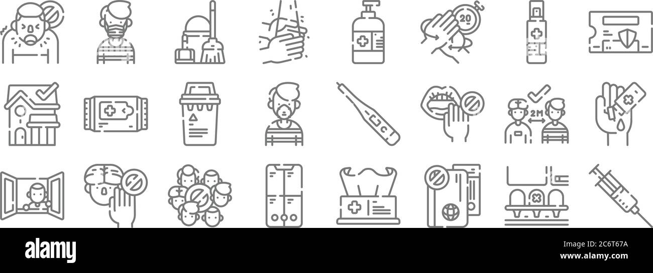 coronavirus prevention line icons. linear set. quality vector line set ...