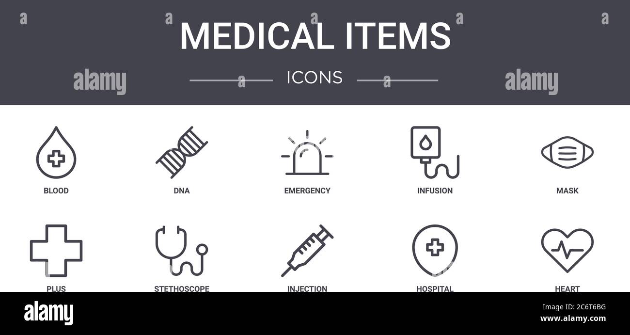 medical items concept line icons set. contains icons usable for web ...