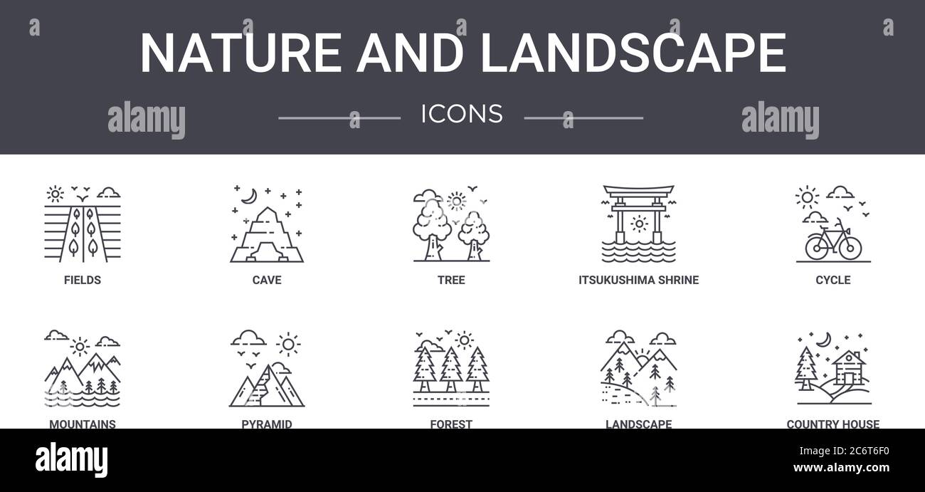 nature and landscape concept line icons set. contains icons usable for ...