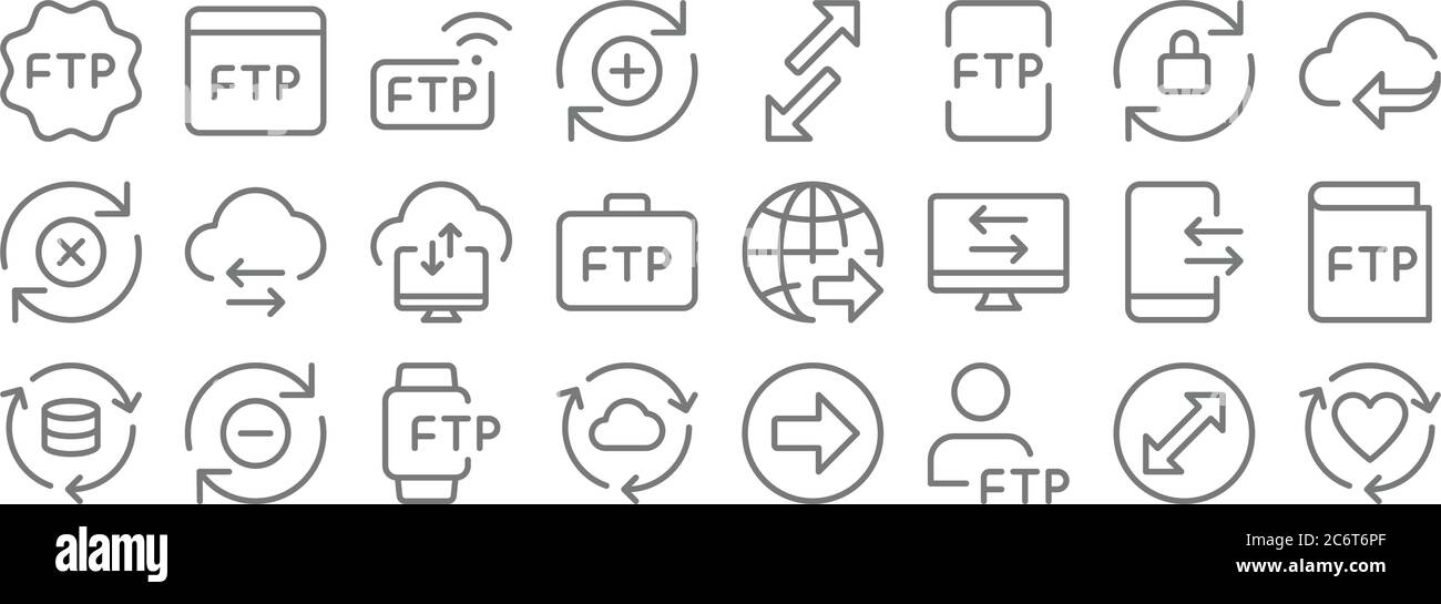 data transfer line icons. linear set. quality vector line set such as like, user, synchronize, database, transfer, cloud storage, data transfer, brows Stock Vector