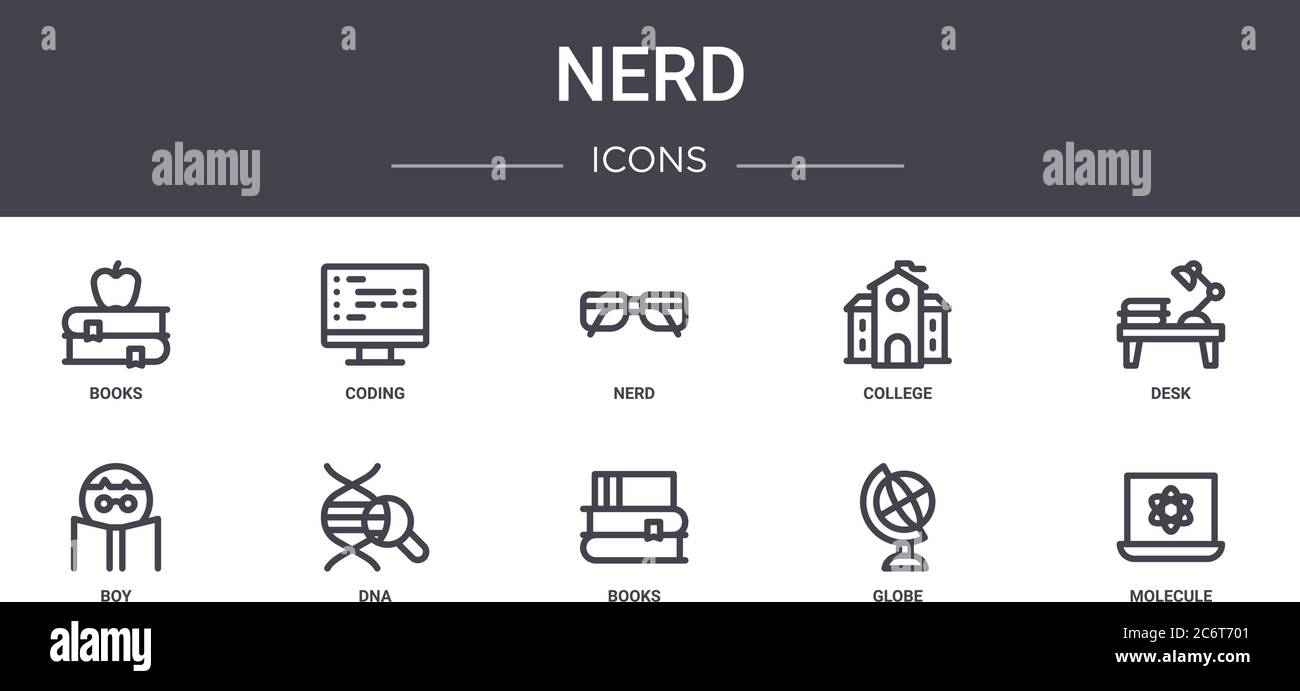 nerd concept line icons set. contains icons usable for web, logo, ui/ux ...