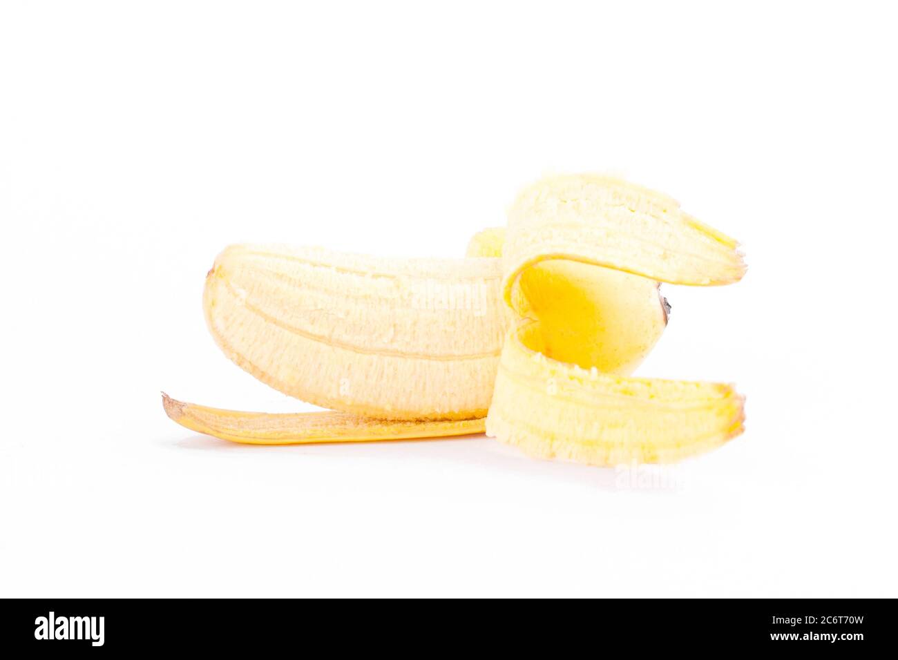 peeled egg banana on white background healthy Pisang Mas banana fruit food isolated Stock Photo