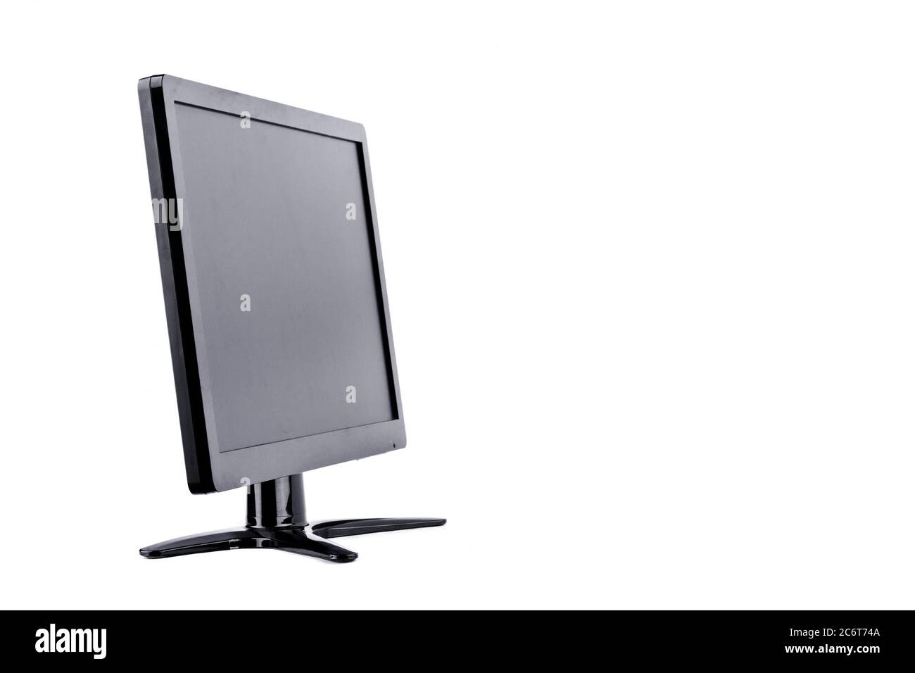 Side of the screen LED monitor computer display on white background  hardware  desktop technology isolated Stock Photo