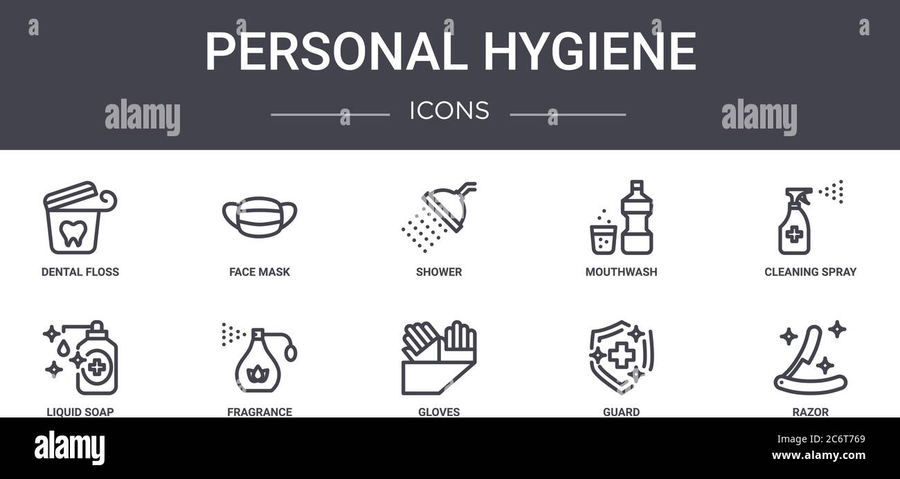 personal hygiene concept line icons set. contains icons usable for web ...