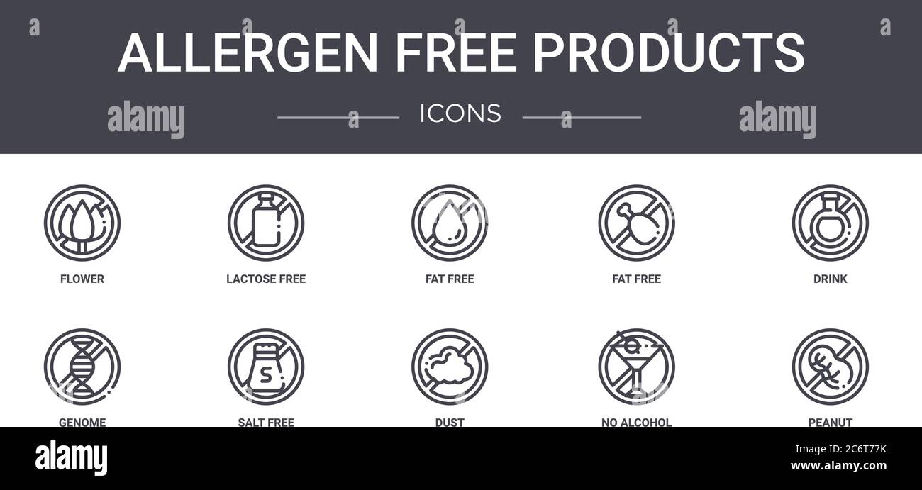 allergen free products concept line icons set. contains icons usable ...