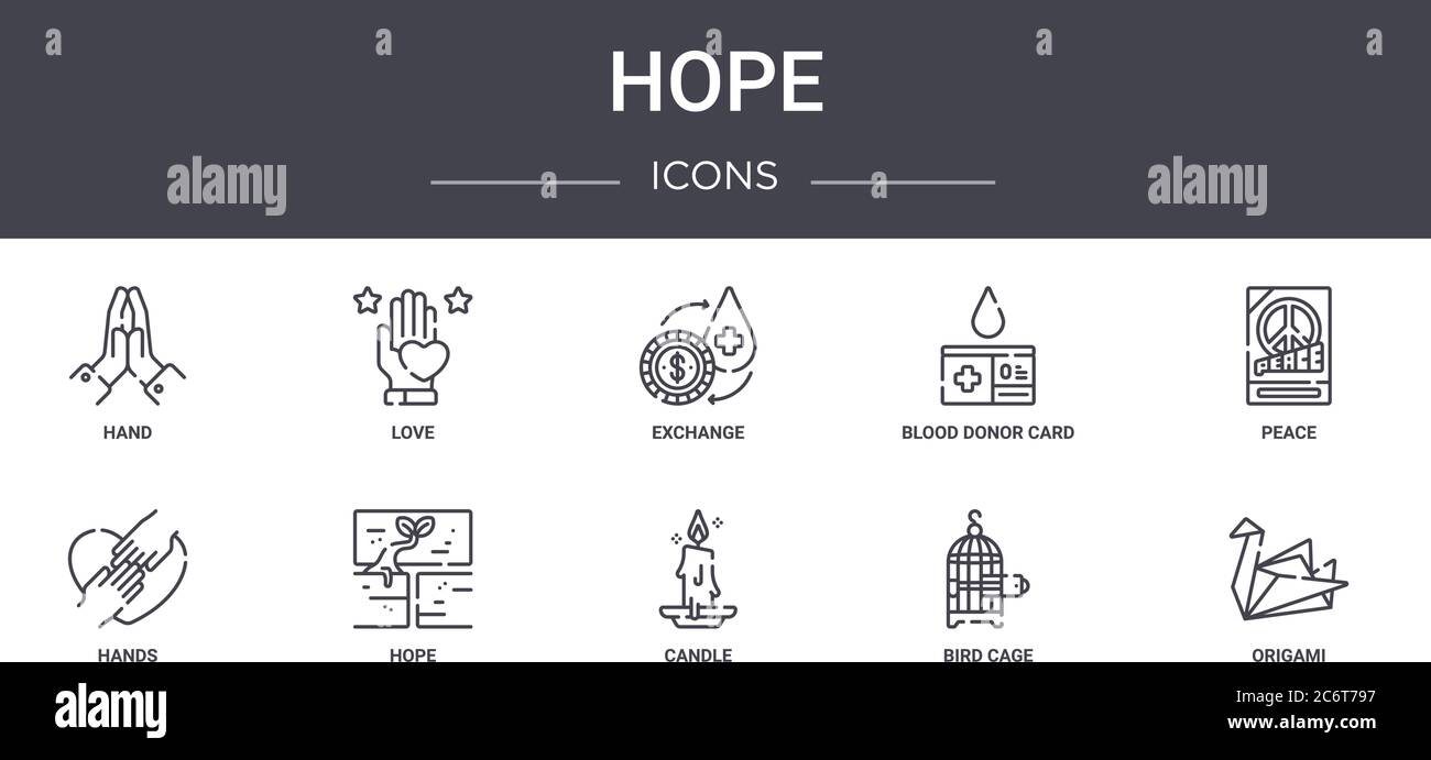 hope concept line icons set. contains icons usable for web, logo, ui/ux ...