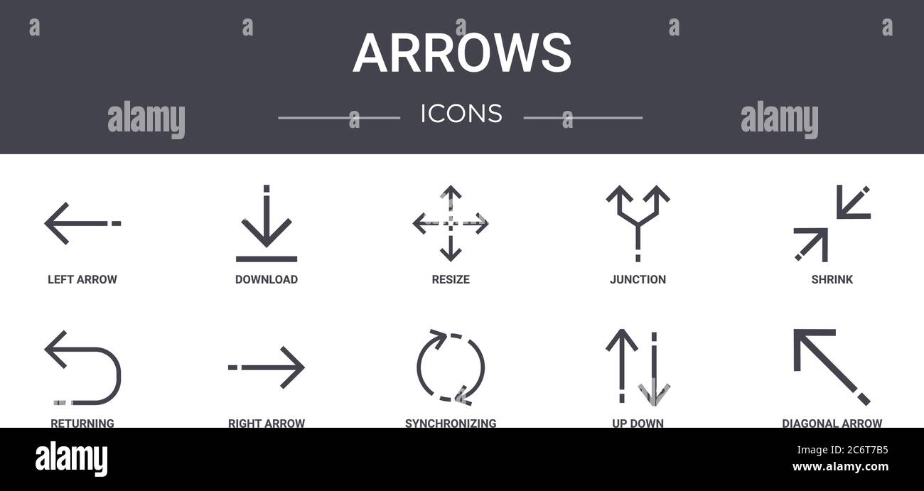 arrows concept line icons set. contains icons usable for web, logo, ui ...