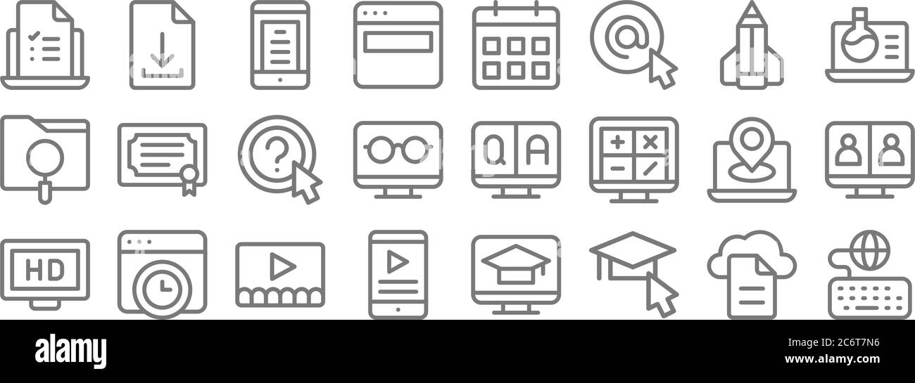 online learning line icons. linear set. quality vector line set such as ...