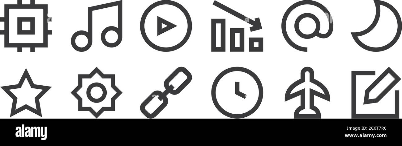 12 set of linear user interface icons. thin outline icons such as edit ...