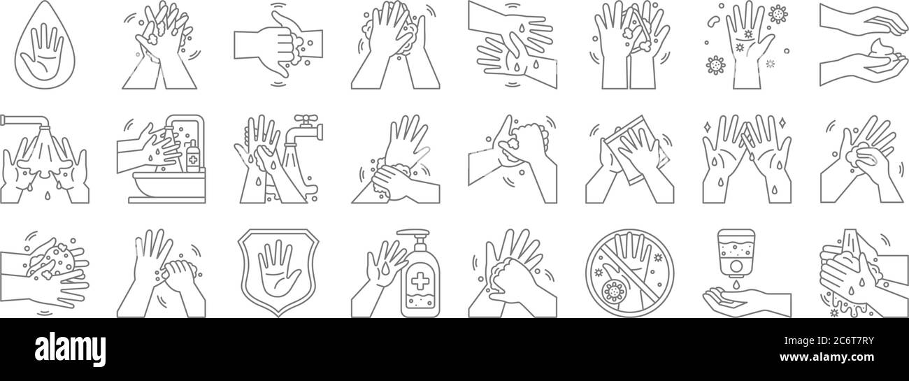 hand washing line icons. linear set. quality vector line set such as ...