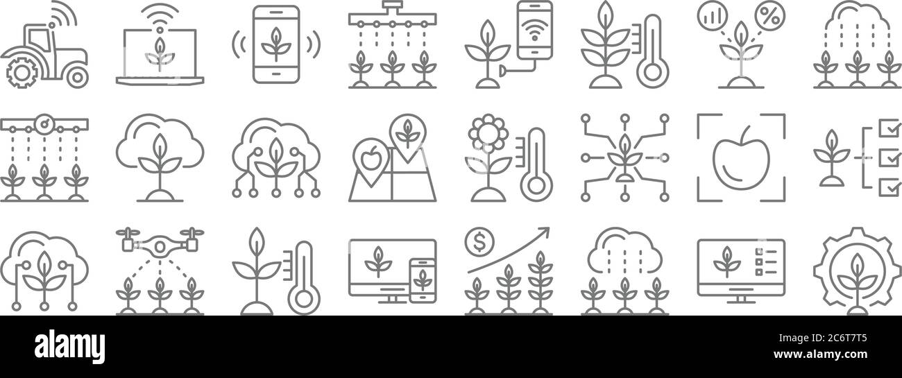 smart farm line icons. linear set. quality vector line set such as gear ...