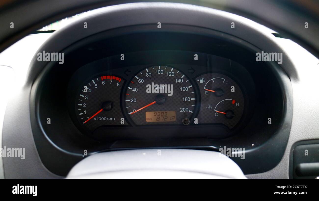 Car speedometer or speed meter. Measures and displays the instantaneous
