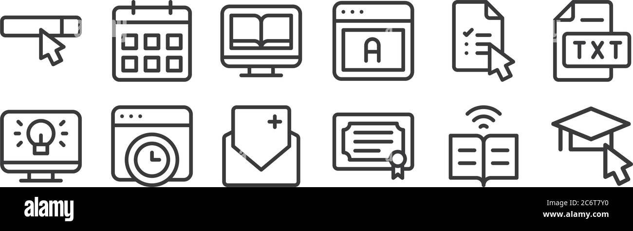 Digital learning linear icons Cut Out Stock Images & Pictures - Alamy