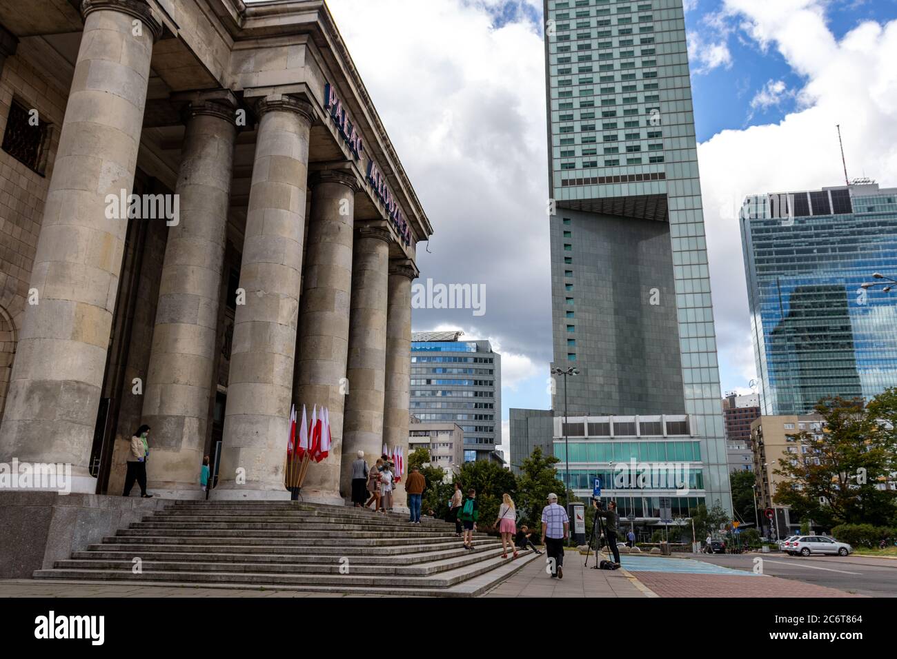 Warsaw, Poland. 12th Jul, 2020. People waiting to vote in central Warsaw. Poland decides today if the president will be the actual conservative president Andrzej Duda or the mayor of Warsaw Rafal Trzakowski. Credit: Dino Geromella / Alamy Live News Stock Photo
