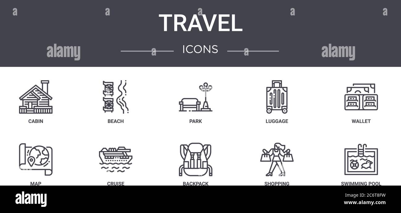 travel concept line icons set. contains icons usable for web, logo, ui ...