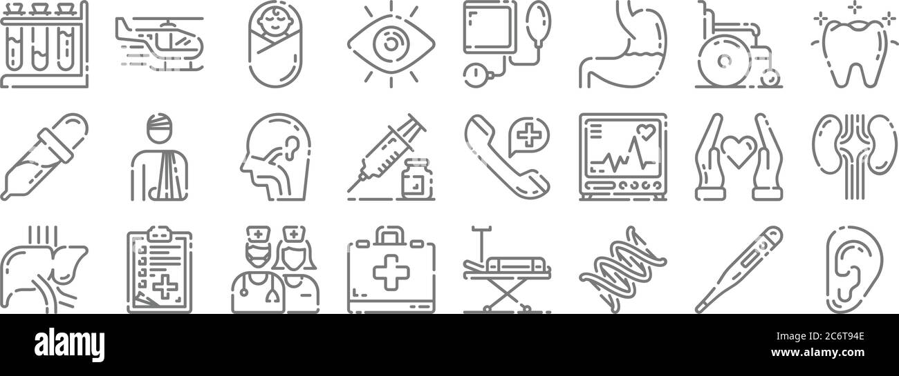 medical line icons. linear set. quality vector line set such as hearing ...
