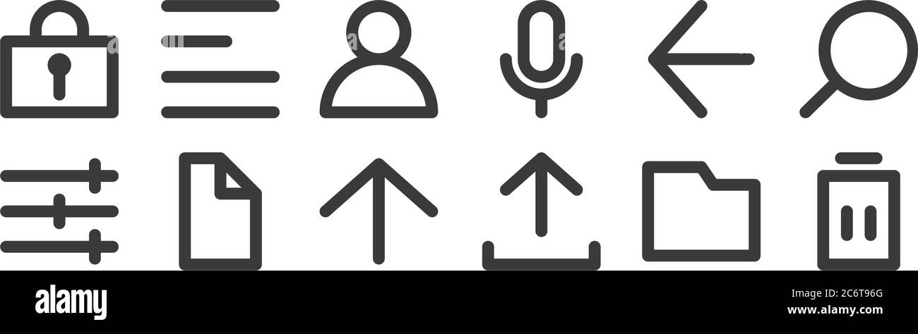 12 set of linear user interface icons. thin outline icons such as ...