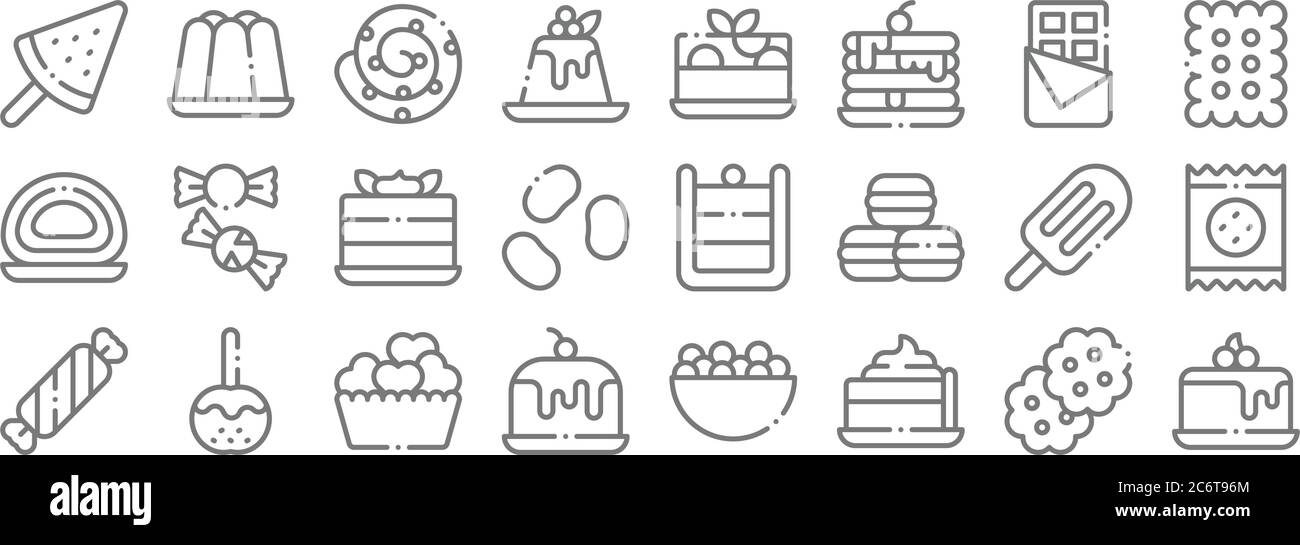 desserts candies line icons. linear set. quality vector line set such ...