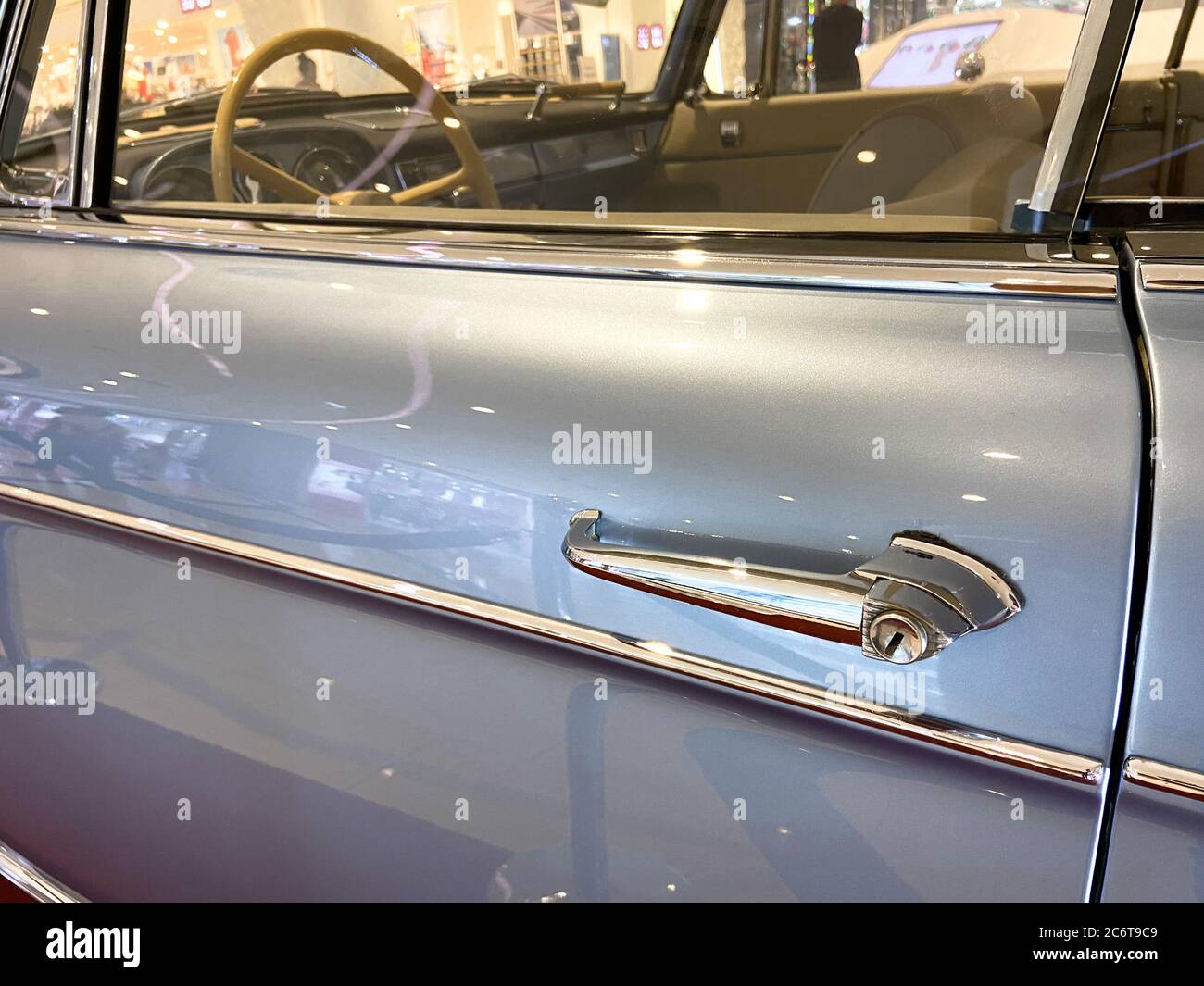 beautiful design door of classic car Stock Photo