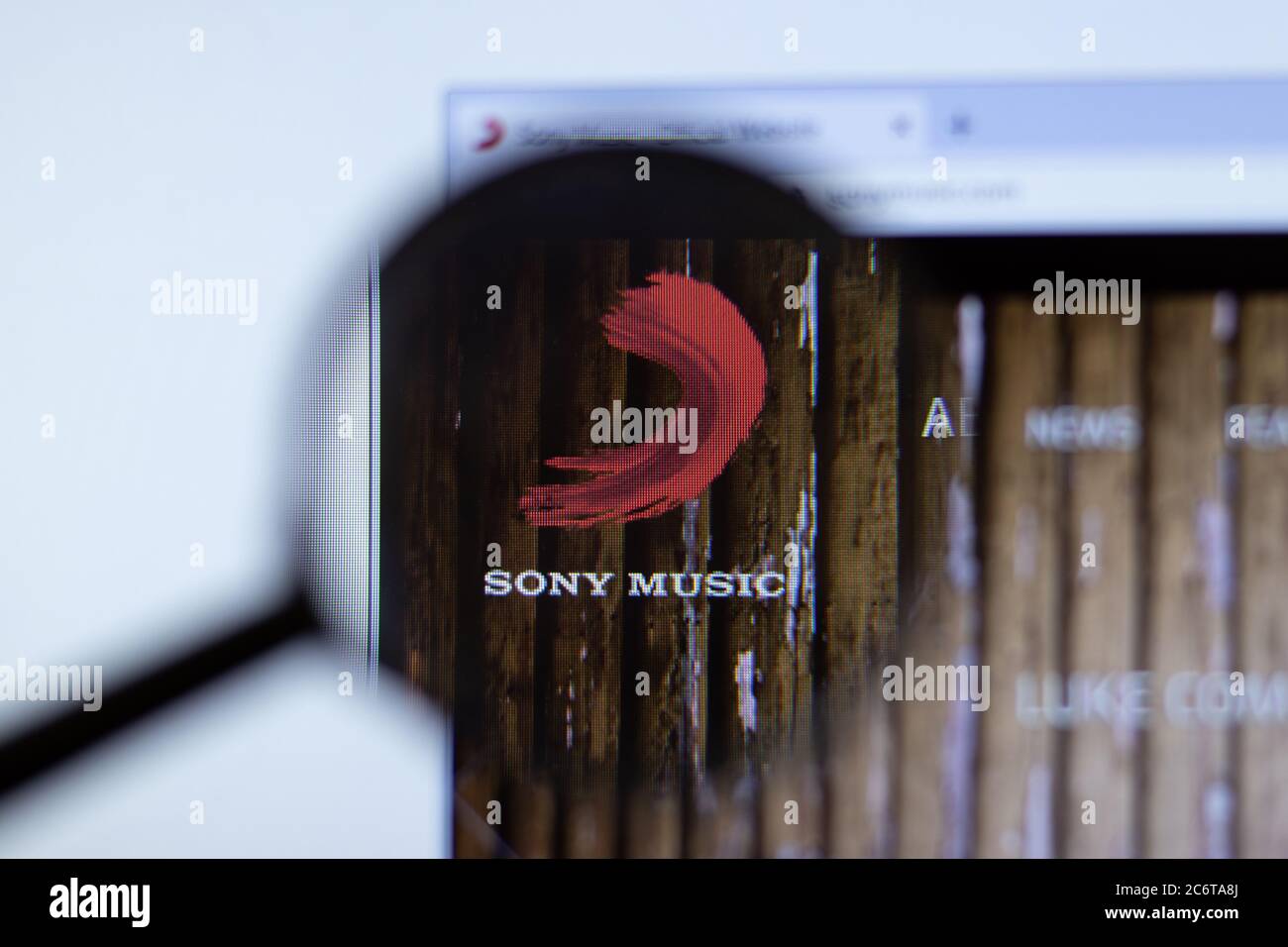 Moscow, Russia - 1 June 2020: Sony Music website with logo , Illustrative Editorial Stock Photo