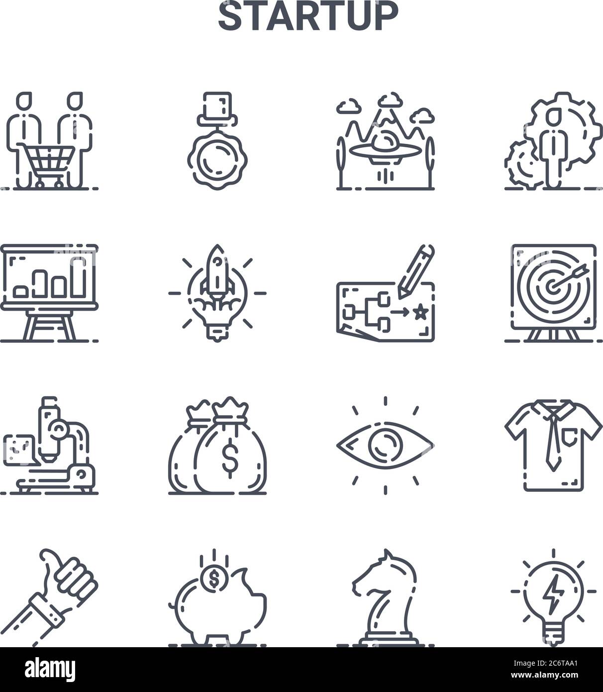 set of 16 startup concept vector line icons. 64x64 thin stroke icons ...