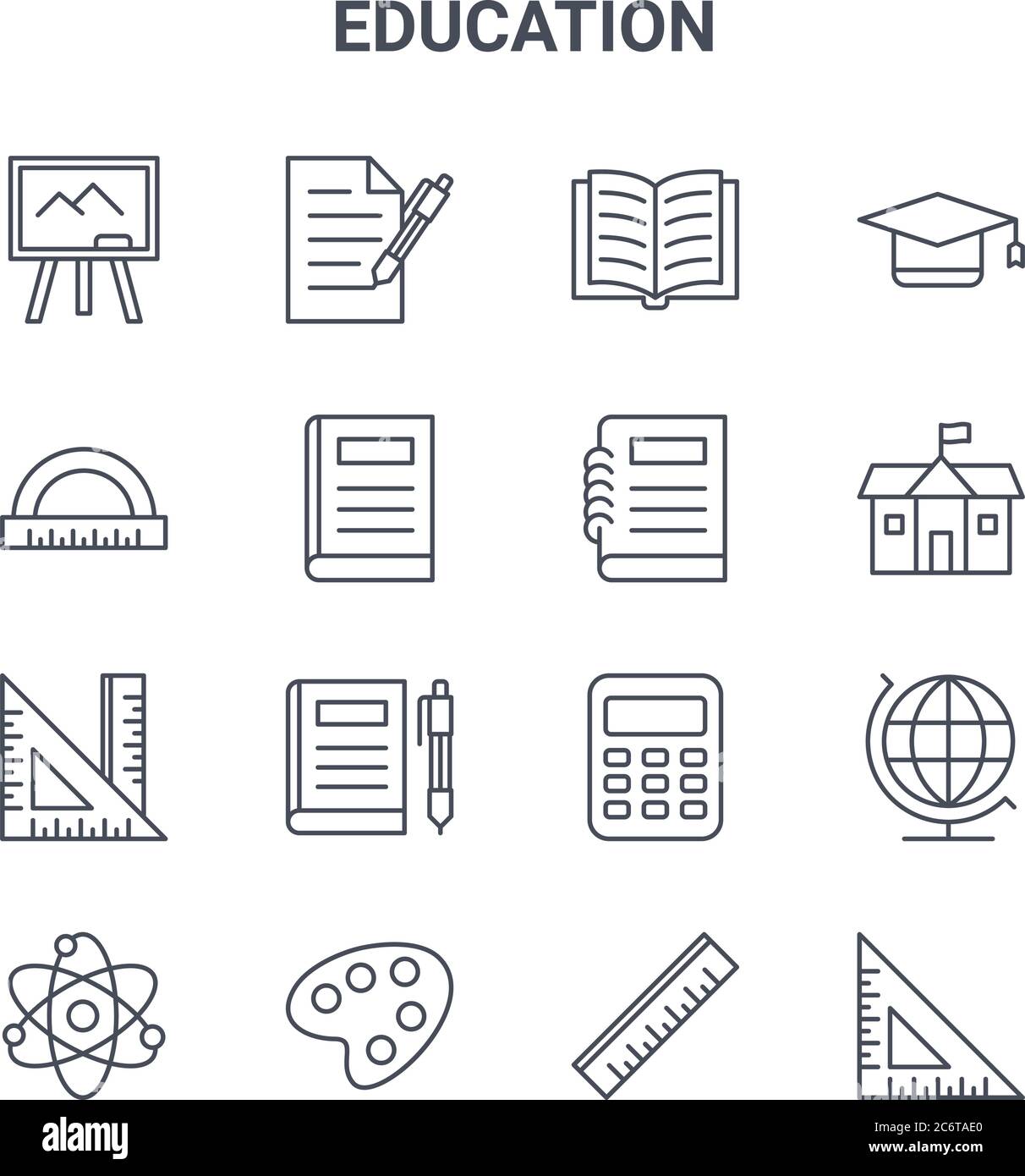 set of 16 education concept vector line icons. 64x64 thin stroke icons ...