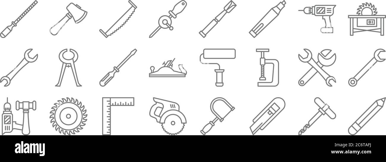 carpentry line icons. linear set. quality vector line set such as ...