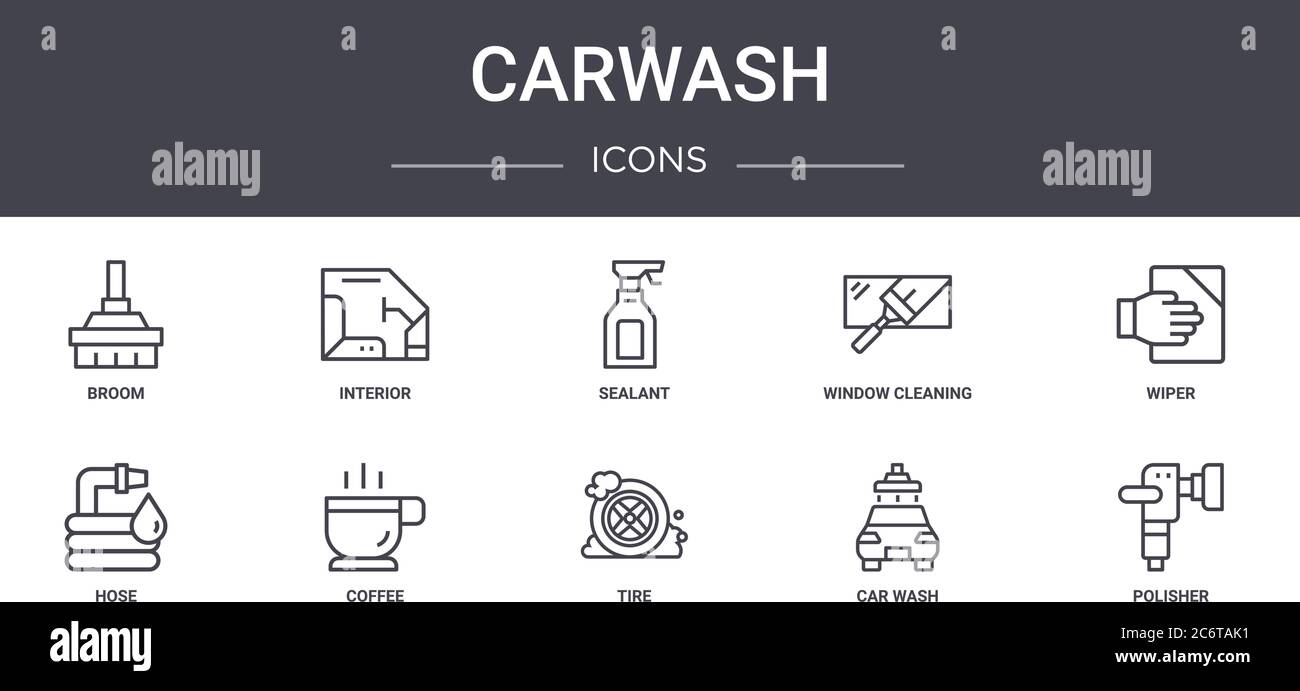 carwash concept line icons set. contains icons usable for web, logo, ui ...