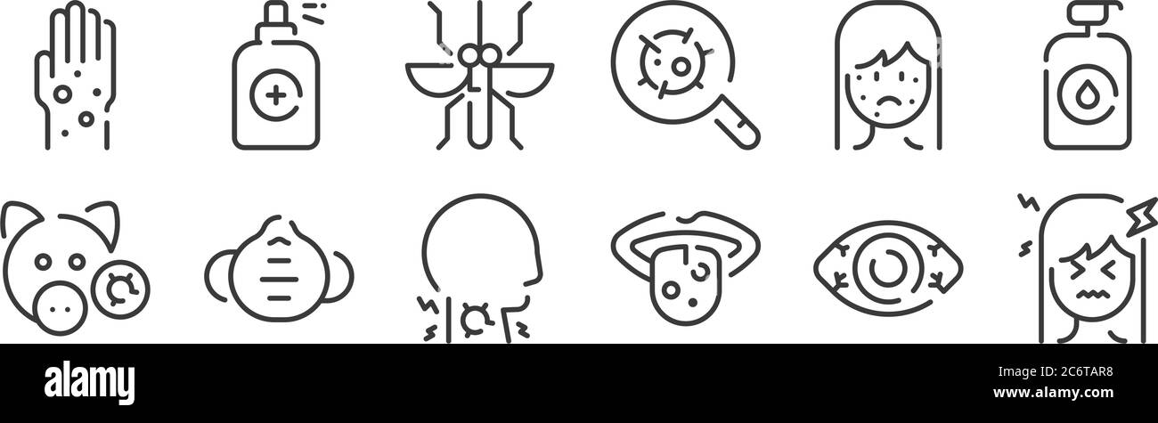 12 set of linear virus transmission icons. thin outline icons such as ...