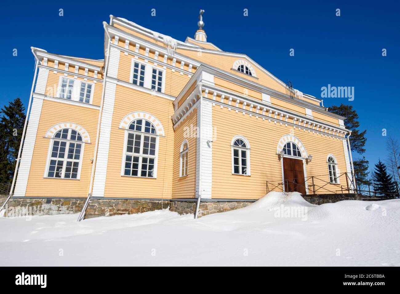 Large wooden Lutheran church at Rautalampi , built in the year 1844 and designed by the architect C . A Engel , Finland Stock Photo
