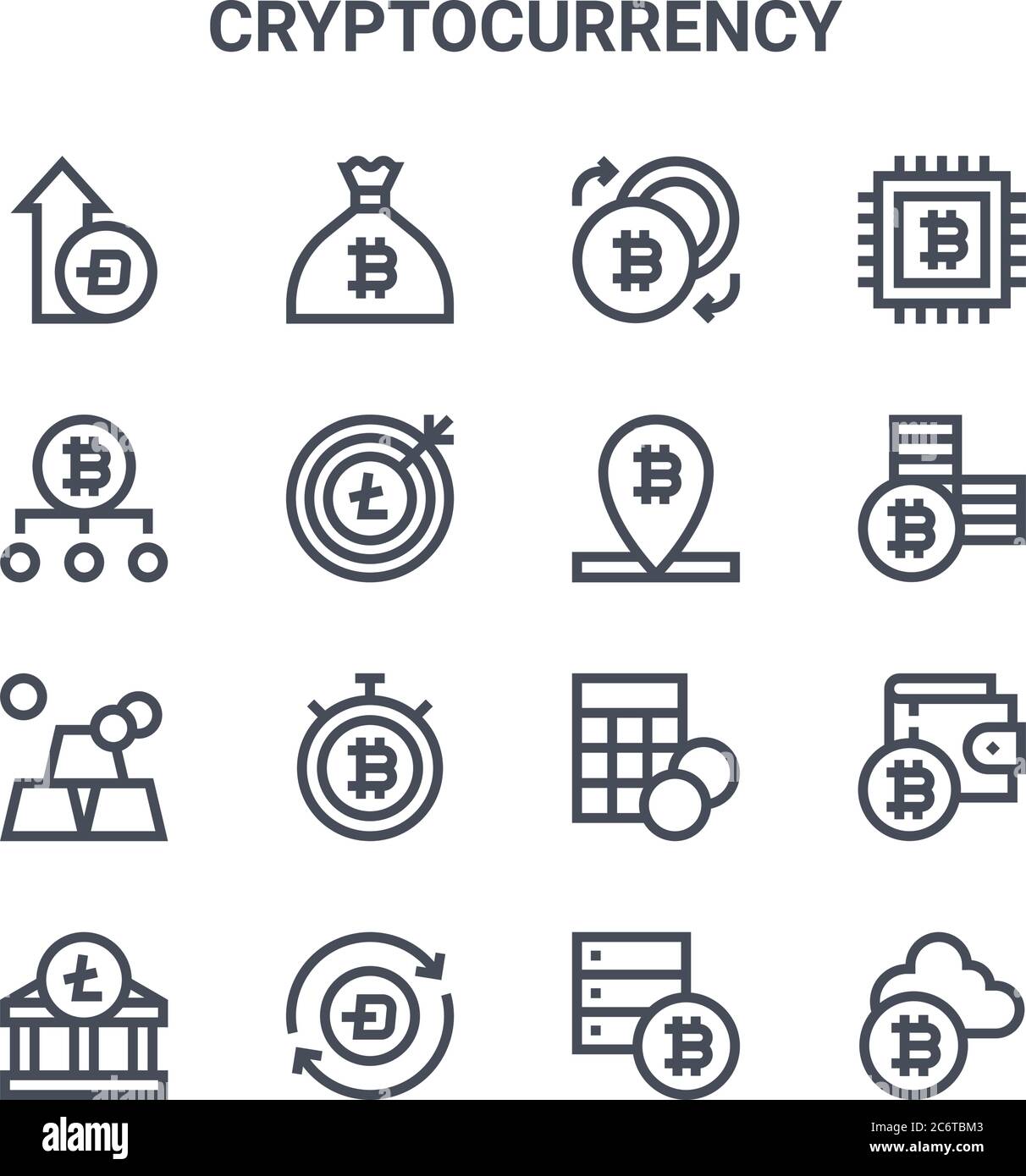 set of 16 cryptocurrency concept vector line icons. 64x64 thin stroke icons  such as money bag, bitcoin, bitcoin, calculator, dash, cryptocurrency, bit  Stock Vector Image & Art - Alamy