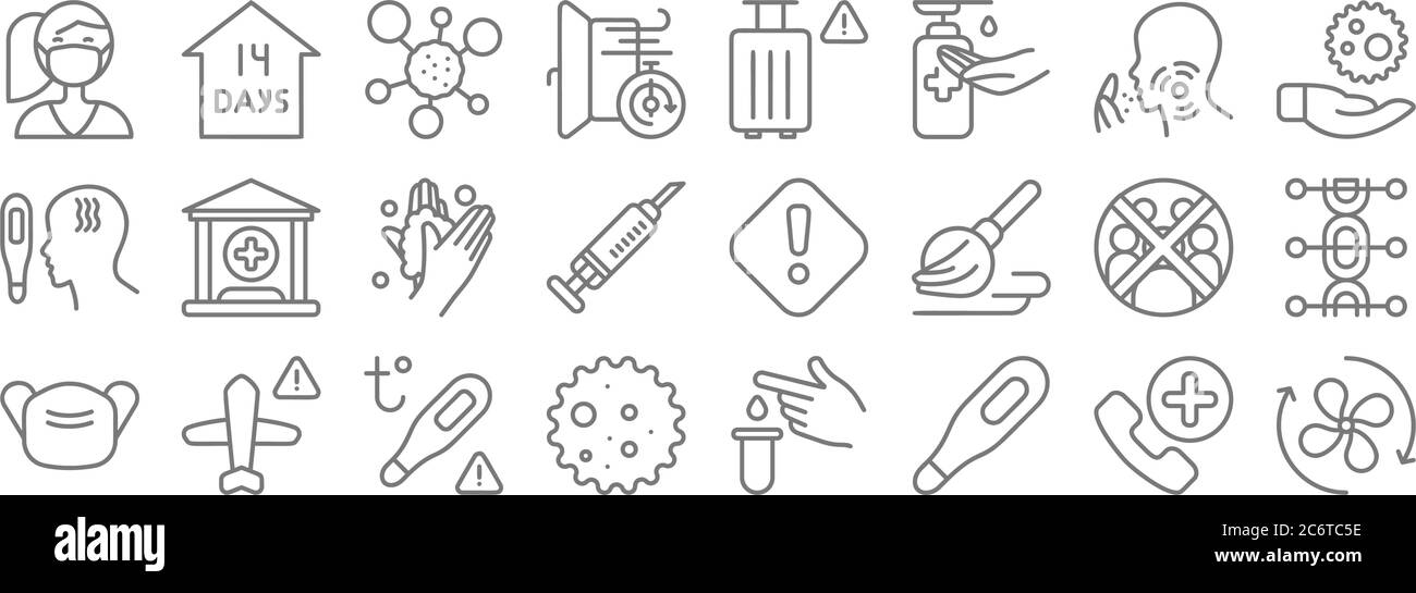 covid line icons. linear set. quality vector line set such as ...