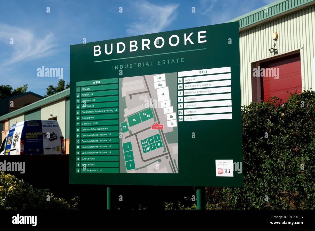 Budbrooke Industrial Estate map, Warwick, UK Stock Photo Alamy