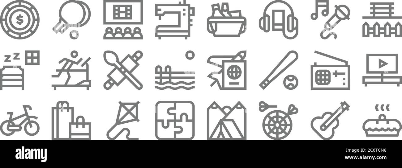 hobbies line icons. linear set. quality vector line set such as cake ...